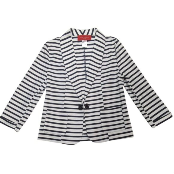 AKIRA Chicago Blazer Red Label Striped Cardigan Jacket Black White S - Picture 1 of 9